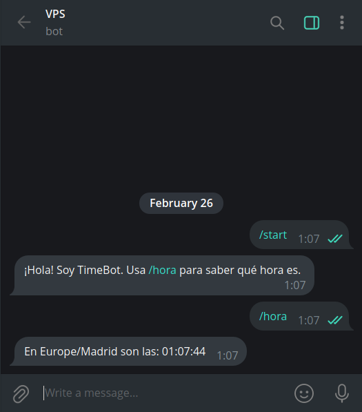 Screenshot of the Telegram bot