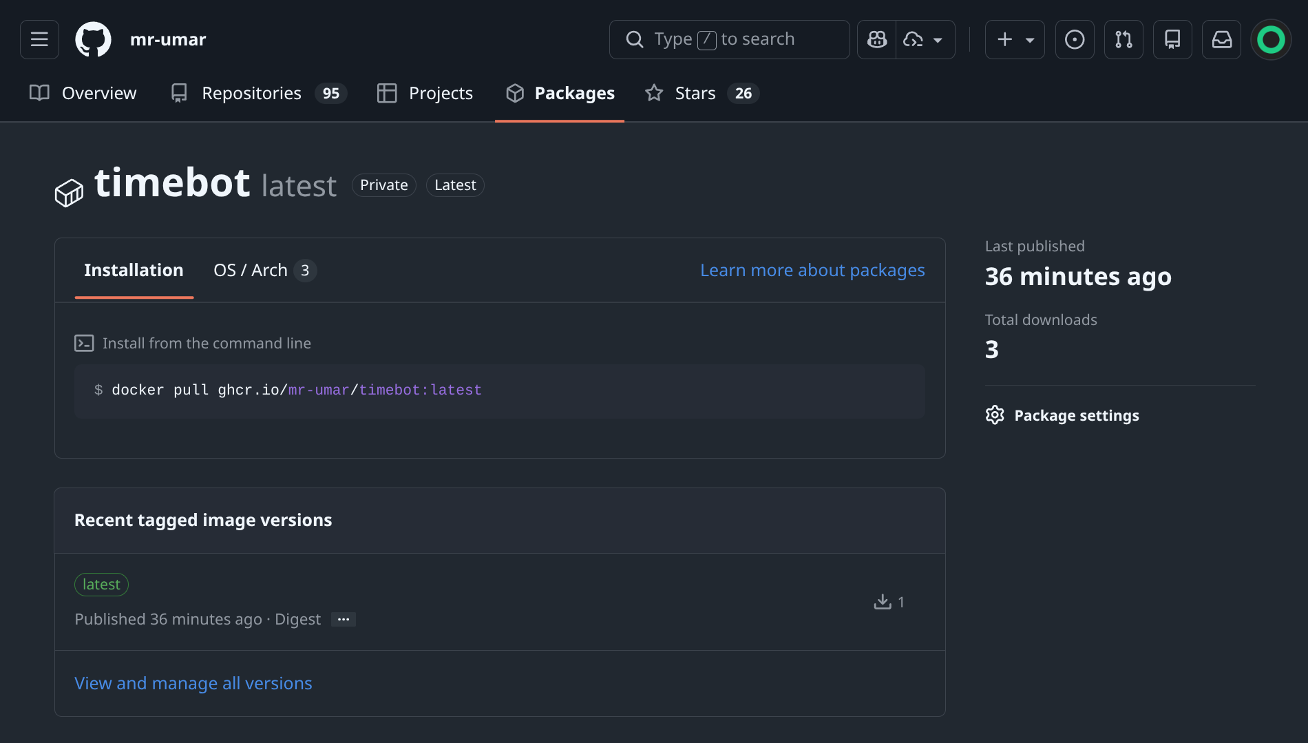 Timebot package on GitHub